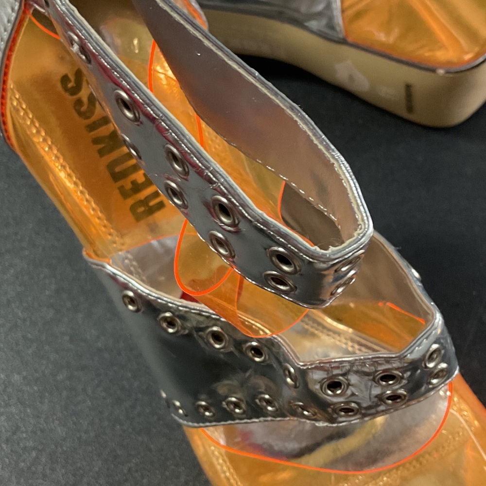 Silver Platform Heels with Orange Transparent Str… - image 2